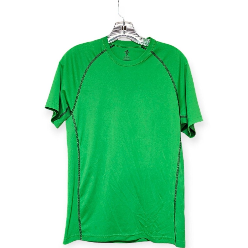 Adidas Climalite Men's Small Green Short Sleeve Crew Neck T Shirt 100% Polyester